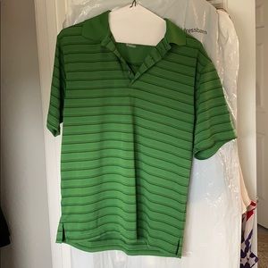 Men’s green striped polo - size small